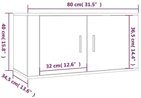 2 db fehér falra szerelhető TV-szekrény 80 x 34,5 x 40 cm