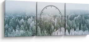 Kép - Havas erdőcsúcsok (órával) (90x30 cm)