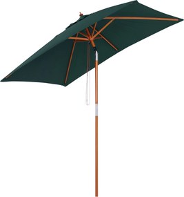 Outsunny Kerti Napernyő 200x150 cm Téglalap alakú Terasz Napernyő Állítható Dőlésszögű Fából készült Rúd és Kézi Mechanizmus | Aosom