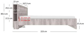 Franciaágy 160 cm Japon (nairobi gesztenye) (ágyráccsal)  (tárolóhellyel) (polcokkal). 1116901