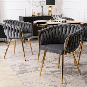 Elegáns Szürke Bársony Étkezőszék Arany Lábbal. CAPI