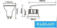 UNIVERSO Spot lámpa a GU10 helyett 9w 660lm 6500k D50x30mm IP20 5év