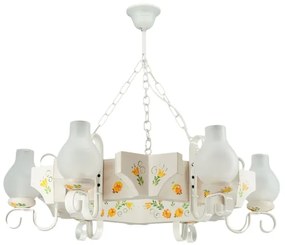 Brilagi - Láncos csillár QUEEN 6xE14/40W/230V bükk/krémszínű