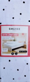 Smukee gumis pamut jersey lepedő 220x200x25 szívecskés pöttyökkel