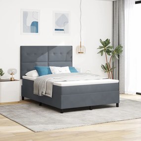 Boxspring Ágy Matracokkal Sötétszürke 160x200 cm Bársony