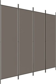 vidaXL 4 paneles antracitszürke szövet térelválasztó 200x220 cm