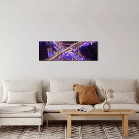 Egy kép egy nagy kereszteződésről éjjel (órával) (90x30 cm)