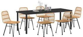 7 részes Kerti Étkező Garnitúra Barna Poly Rattan