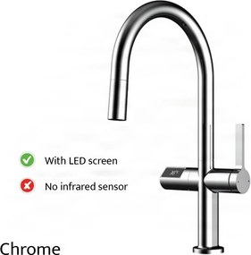 Konyhai csaptelep ELITE EDITION KSS1700 kihúzható zuhanyfejjel, LED-kijelzővel és érintésmentes érzékelővel, több színváltozatban — Króm — Nem