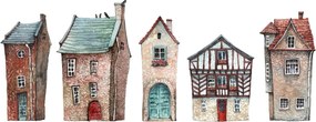 Kép - Akvarell házak (120x50 cm)
