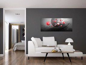 Piros absztrakt gömbök képe (120x50 cm)