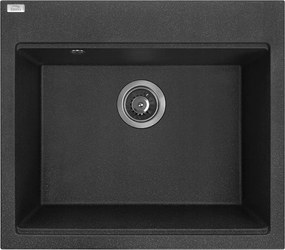 Laveo Tau gránit mosogató, 1-medencés, 50x57 cm, fekete