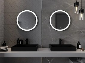 Mexen Esso kerek LED háttérvilágítású fürdőszobai tükör 60cm 6000K páramentes fűtőbetét fekete keret 9825-060-060-611-70
