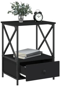 2 db fekete szerelt fa éjjeliszekrény 50x41x65 cm