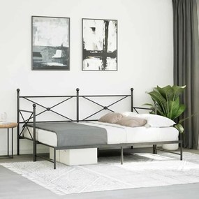 kihúzható kanapéágy matrac nélkül fekete 80x200 cm acél