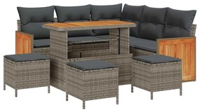 vidaXL Kerti Kanapé Szett párnával 9 pcs Szürke polirattan