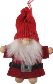 Piros ruhás textil mikulás akasztóval 9 cm