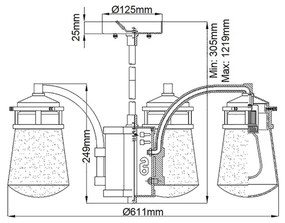 Kichler KL-LYNDON-5P-AZ - Kültéri csillár rúdon LYNDON 5xE27/60W/230V IP44