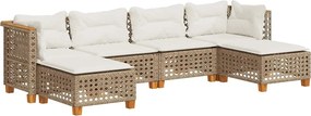 vidaXL 6 részes bézs polyrattan kerti ülőgarnitúra párnával