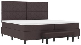Box Spring ágy matraccal és padról sötétbarna 200x200 cm szövet