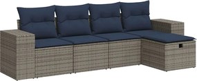 vidaXL 5 részes szürke polyrattan kerti ülőgarnitúra párnákkal