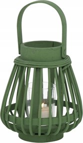 Bambusz Lampion dekoratív zöld Fogantyúval