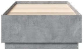 betonszürke szerelt fa ágykeret LED-del 100 x 200 cm