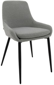 Liv design szék, szürke bouclé, fekete fém láb