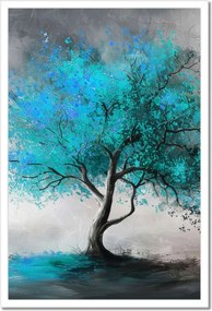 Poszter fehér keretben 40x60 Kék fa Modern Art