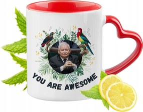 Jaroslaw Kaczynski Piros bögre szív alakú füllel Ajándék