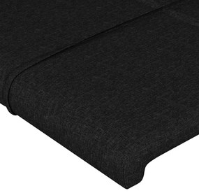 fekete szövet LED-es fejtámla 144x5x118/128 cm