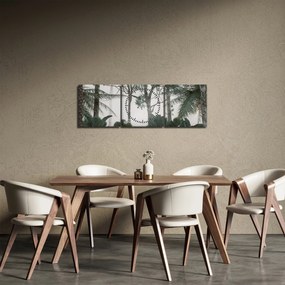 Kép - dzsungel a reggeli ködben (órával) (90x30 cm)