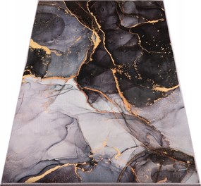 Szőnyeg 120x170 CM Szürke Fekete Arany Márvány Glamour 3D Csúszásgátló Bcf