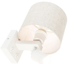 Fali lámpa fehér olvasólámpával és világos szürke árnyékolóval 18 cm - Brescia