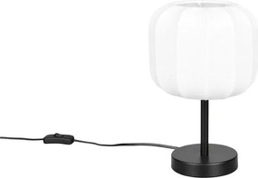 Fehér-matt fekete fém asztali lámpa textil búrával (magasság 30 cm) Madleine – Reality