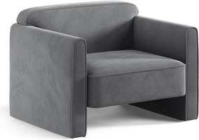 Szürke bársony fotel Abby – Micadoni