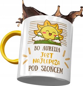 Sárga Bögre Aurelia Feleség Barátnő Ajándék Nyomtatott Fotóval