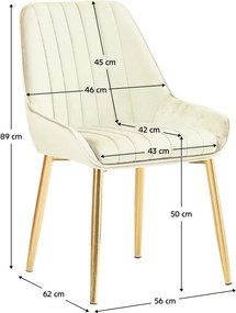 Étkezőszék, bézs Velvet anyag/gold króm-arany, PERLIA