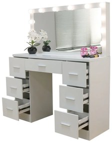 Nagy öltözőasztal fehér, világítással 80 x 40 x 110cm