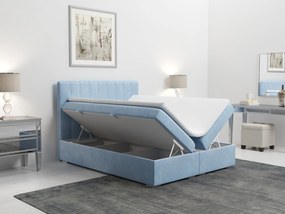 Franciaágy Boxspring 140 cm Ranaly (kék) (tárolóhellyel). Akció -17%. 1020353
