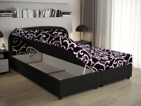 Franciaágy  Boxspring 180 cm Brick (fekete + hullám minta) (matraccal és tárolóhellyel). 1046409