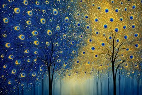 Vászonkép Canvas Fák Pávaszemek Aranykék Van Gogh 60 x 40