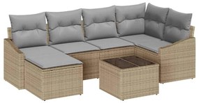 vidaXL Kert étkező szett párnával 7 pcs Beige és Világosszürke
