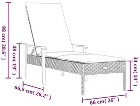 szürke polyrattan napozóágy párnával