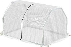 Outsunny Terrasz Üvegház 100x70x60 cm Kicsi Otthoni Kert Bölcső Cipzárral Növények és Virágok Neveléséhez Acél Váz PE Borítással Fehér | Aosom