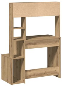vidaXL kézműves tölgy szerelt fa íróasztal polcokkal 100x45x140 cm