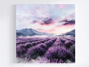 Canvas Levendula Mező Naplemente Hegyek Romantic 80x80 Vászonkép