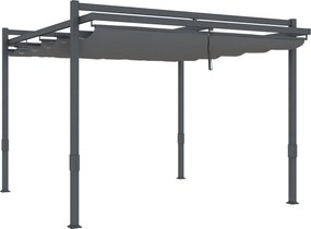 Outsunny Pergola Pavilon kb. 3.5x3m Alumínium Stabil Téli Védelem Állítható Csúszó Tetővel Szabadon Álló Kerti Pavilon Terasz Fedél Kerti Erkély Szürk