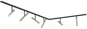Modern fekete sínrendszer 6 bézs spotlámpával, 1 fázisú - Slimline Avery