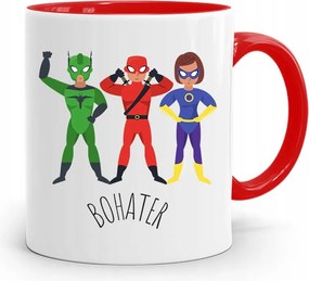 Piros Bögre Gyerekeknek Kis Hős +név nyomott mintával